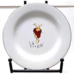 Pottery Barn VIXEN Reindeer Dinner Plate 11" Christmas Platinum Rim RETIRED